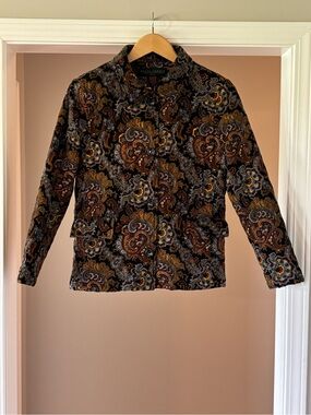 Harve Benard Brown Multi Paisley Button-Front Jacket